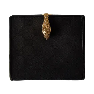 Gucci Black Canvas   Leather Logo Wallet