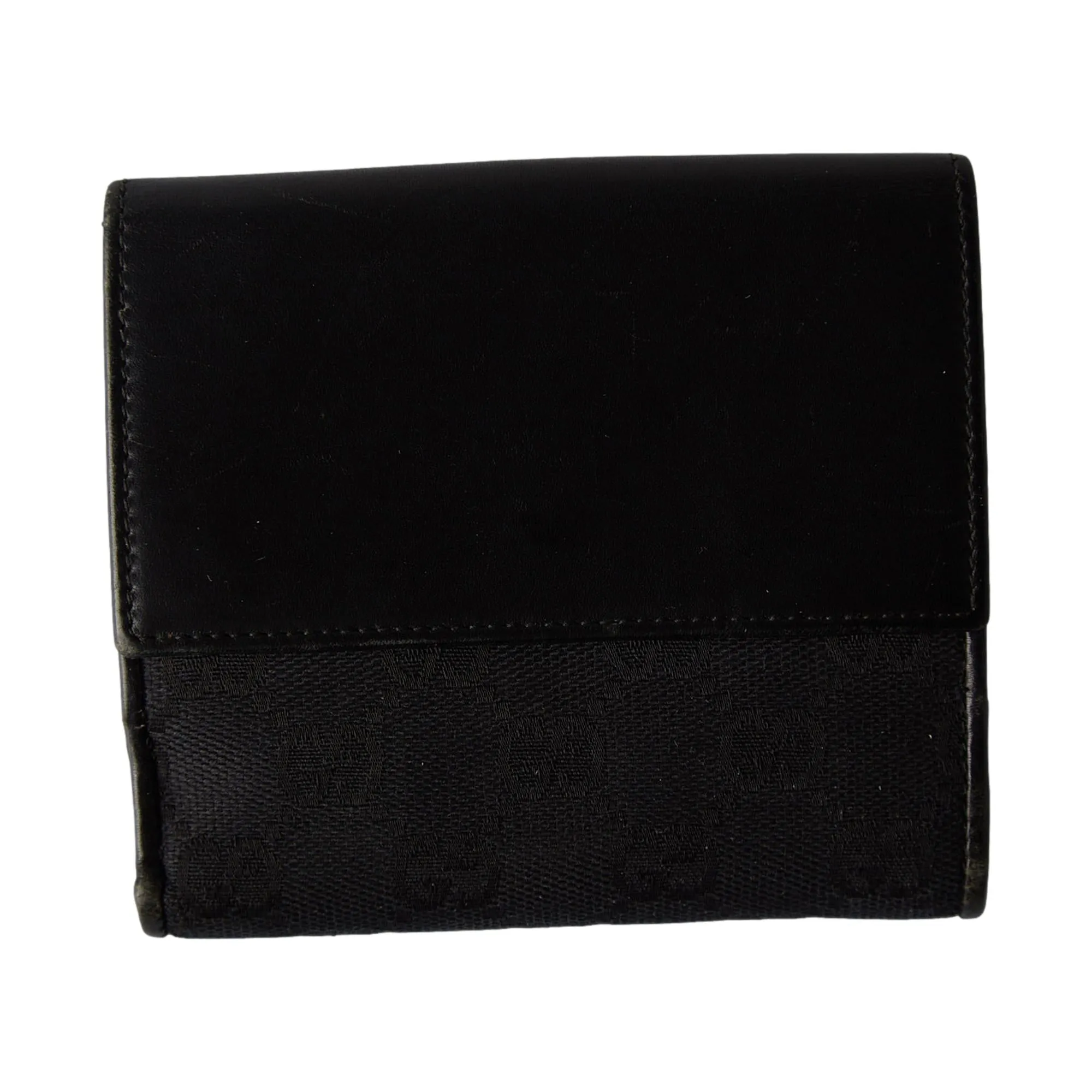 Gucci Black Canvas   Leather Logo Wallet