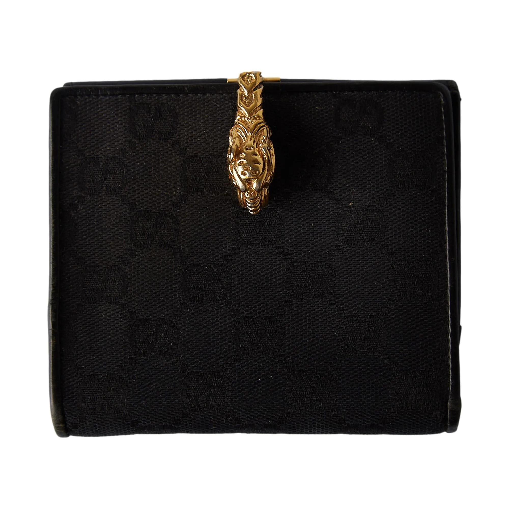 Gucci Black Canvas   Leather Logo Wallet