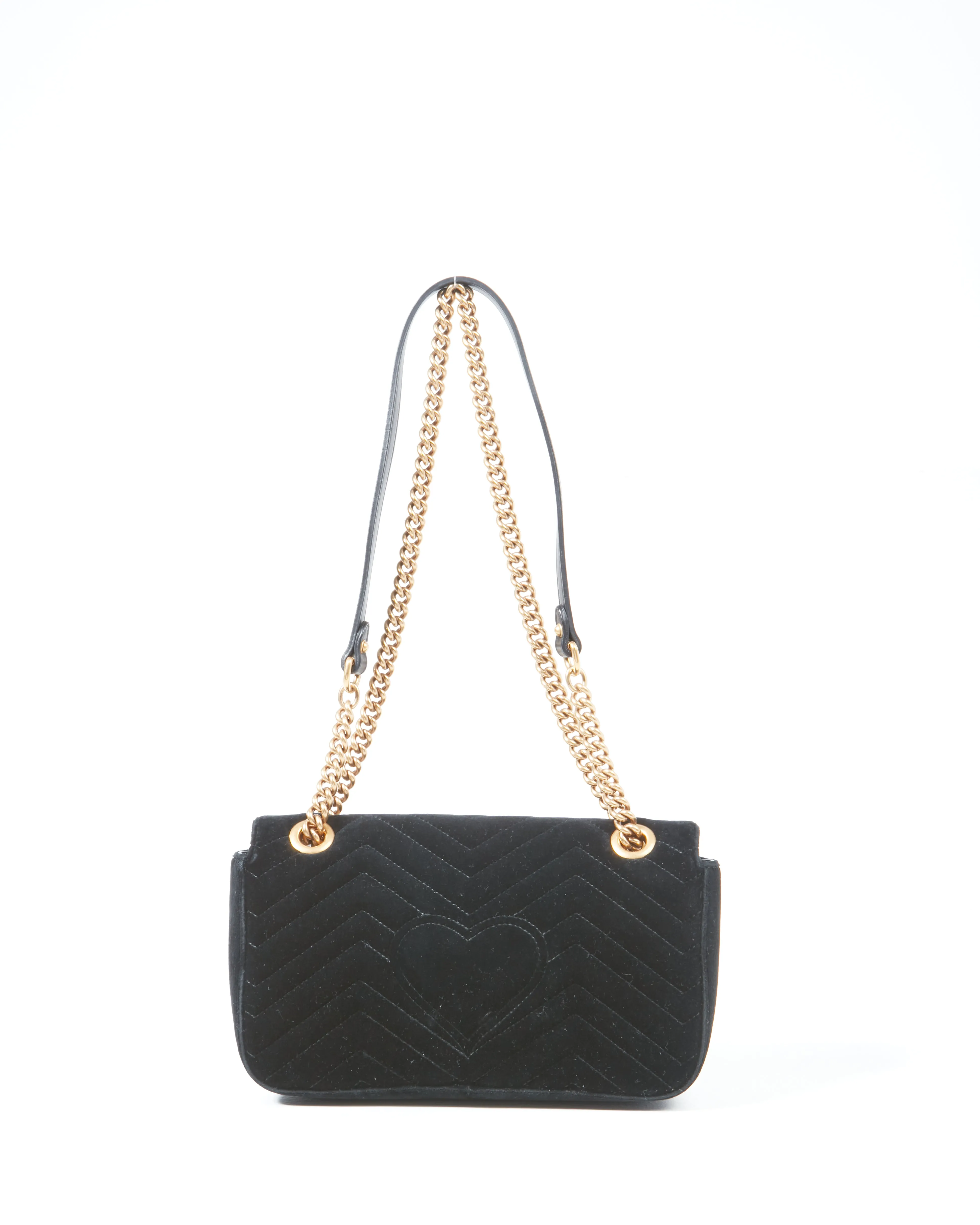 Gucci Black Velvet Marmont Small Matelassé Bag