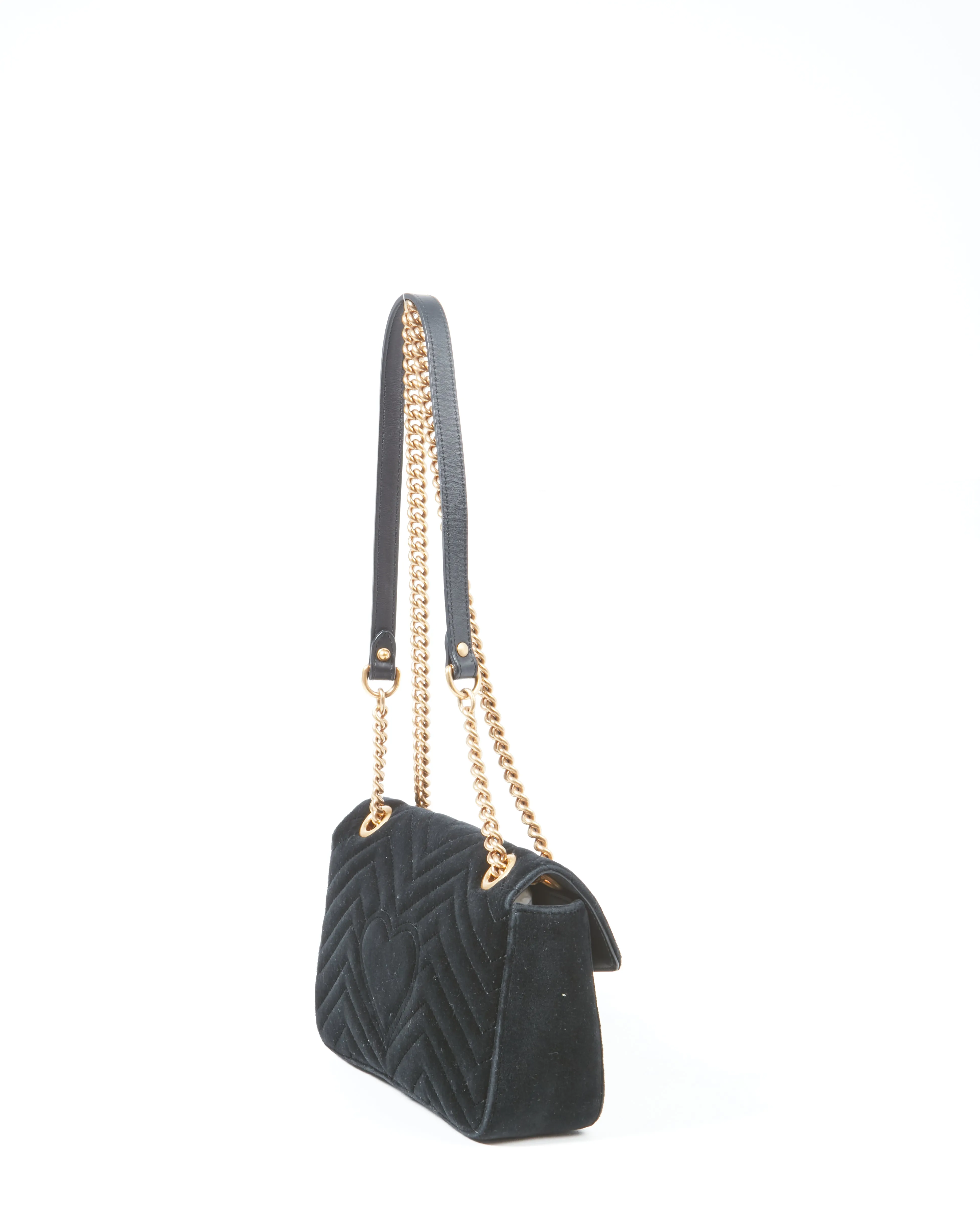 Gucci Black Velvet Marmont Small Matelassé Bag