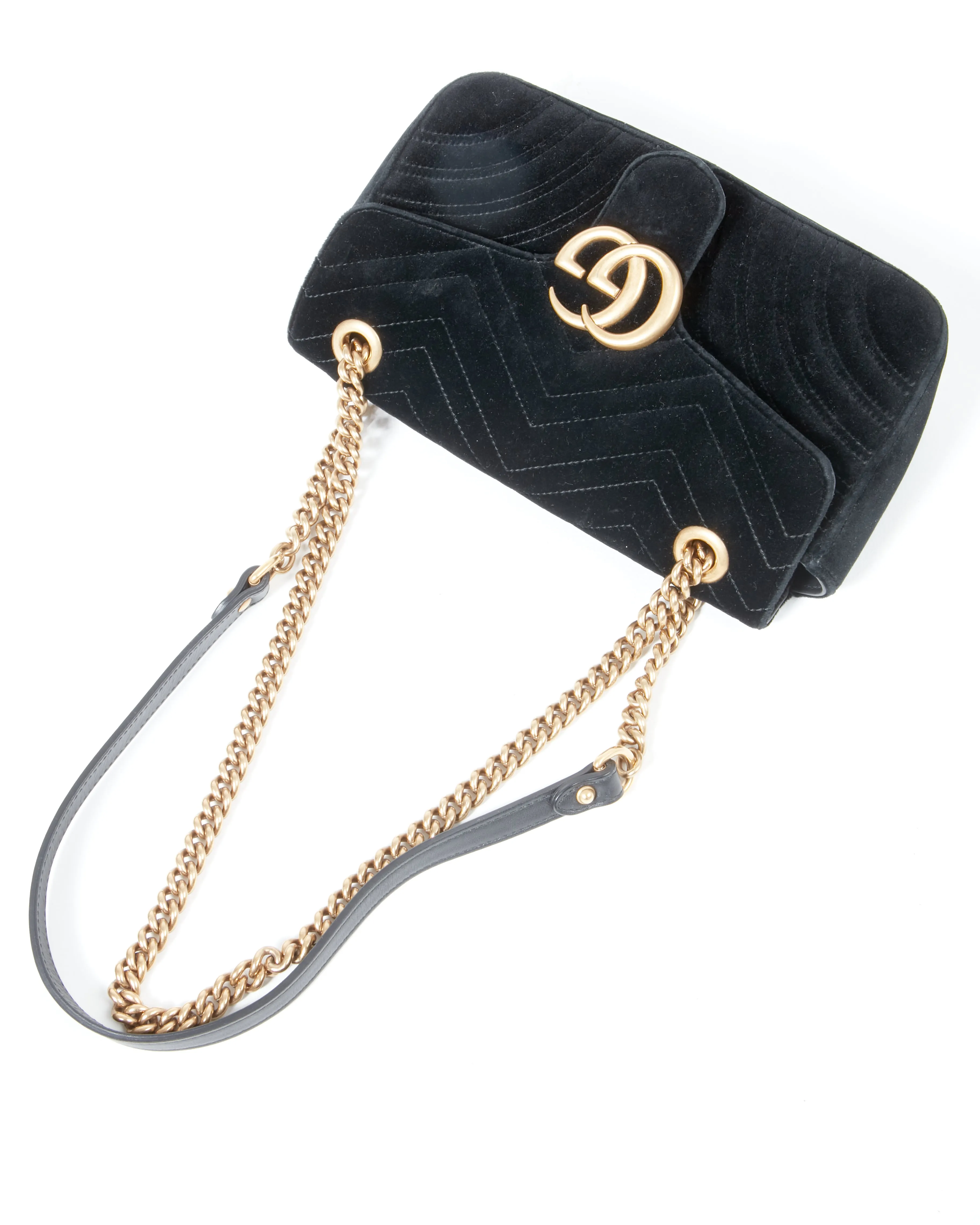 Gucci Black Velvet Marmont Small Matelassé Bag