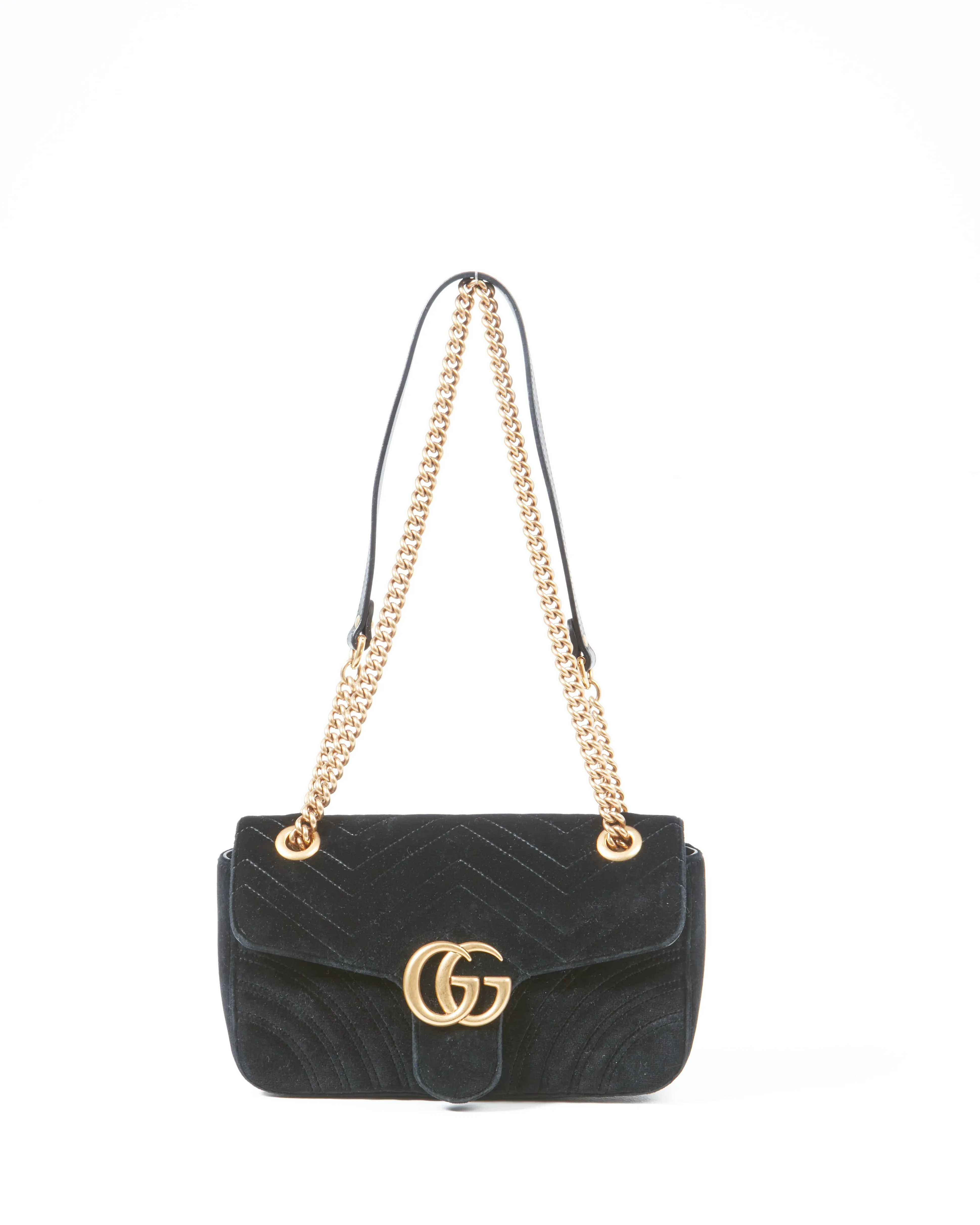 Gucci Black Velvet Marmont Small Matelassé Bag