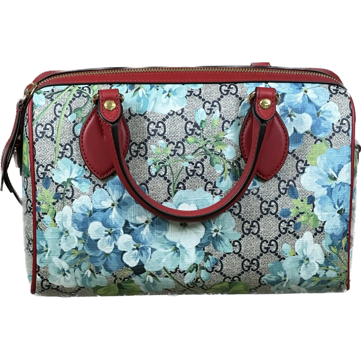 Gucci Blue Bloom GG Coated Canvas Small Boston Bag
