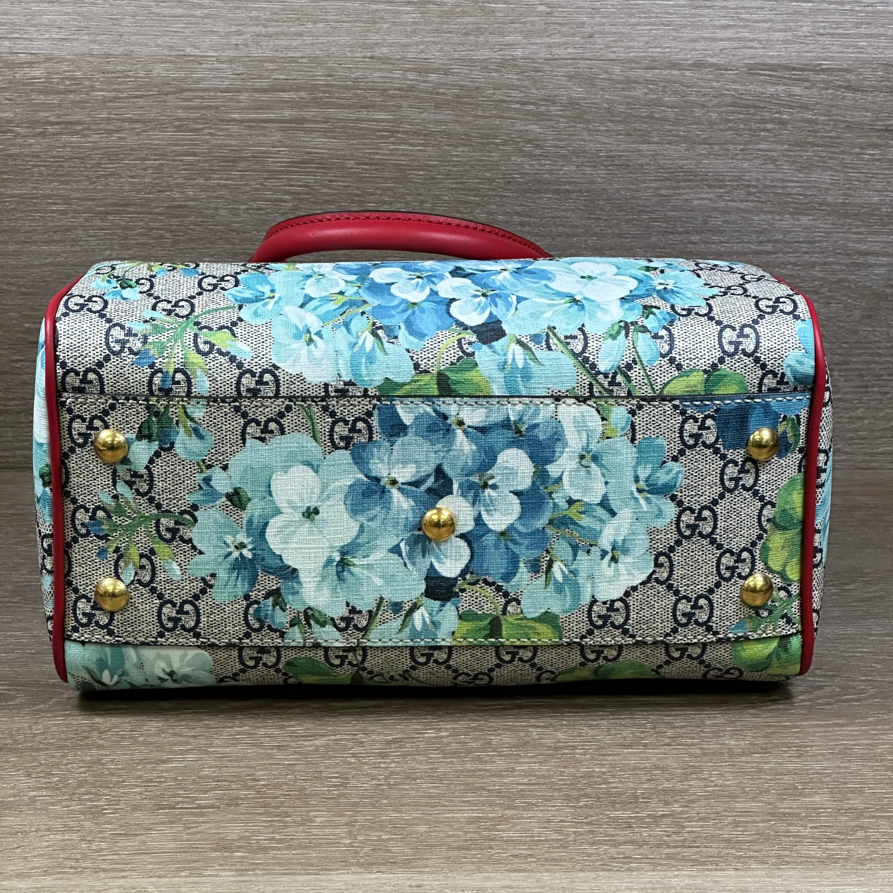 Gucci Blue Bloom GG Coated Canvas Small Boston Bag