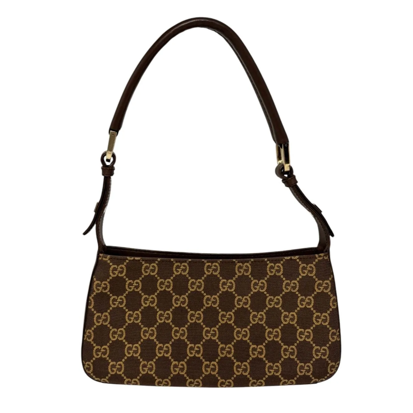 Gucci Brown Canvas Logo Shoulder Bag