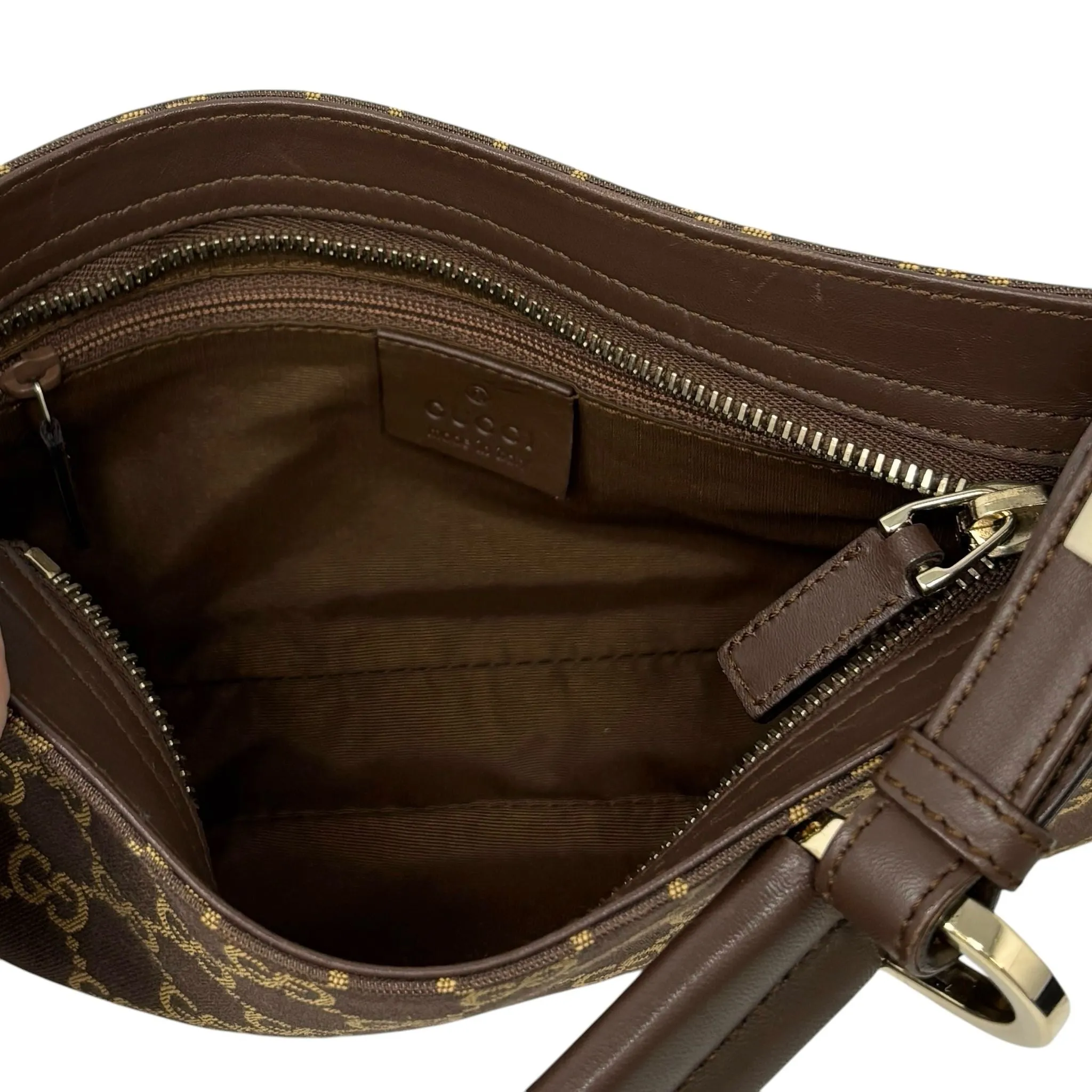 Gucci Brown Canvas Logo Shoulder Bag