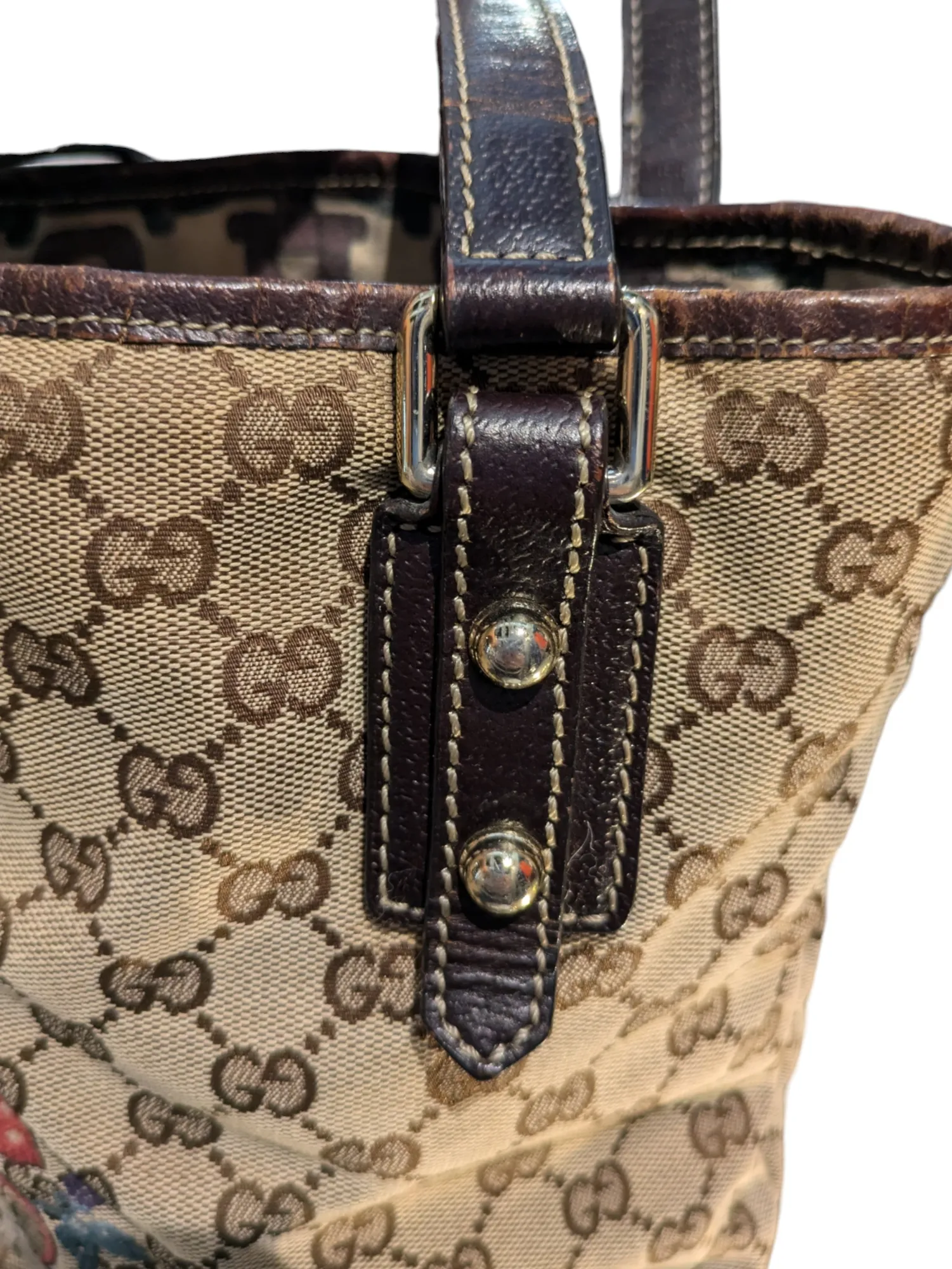 Gucci GG Canvas Mushroom Embroidered Tote Bag