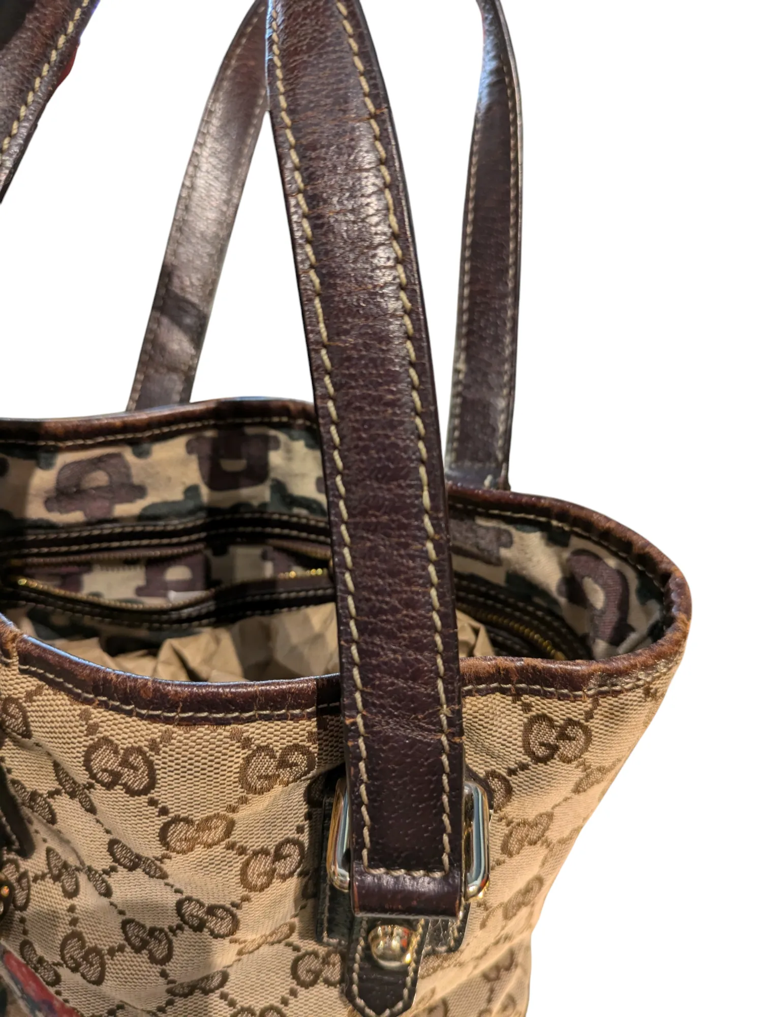 Gucci GG Canvas Mushroom Embroidered Tote Bag