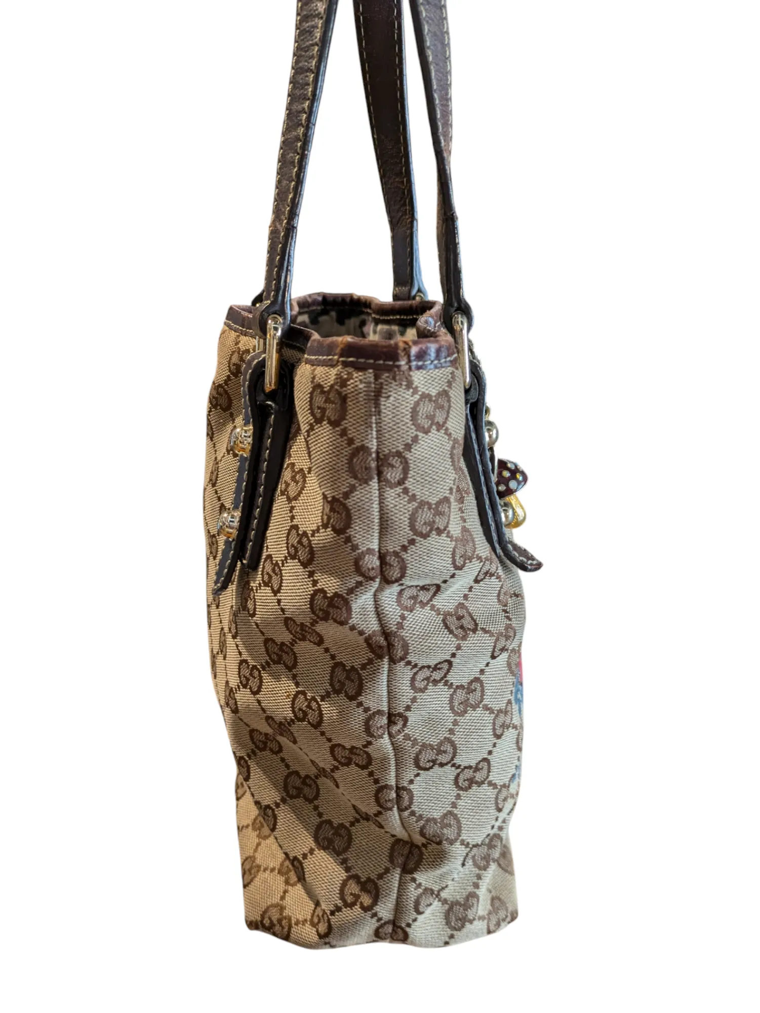 Gucci GG Canvas Mushroom Embroidered Tote Bag