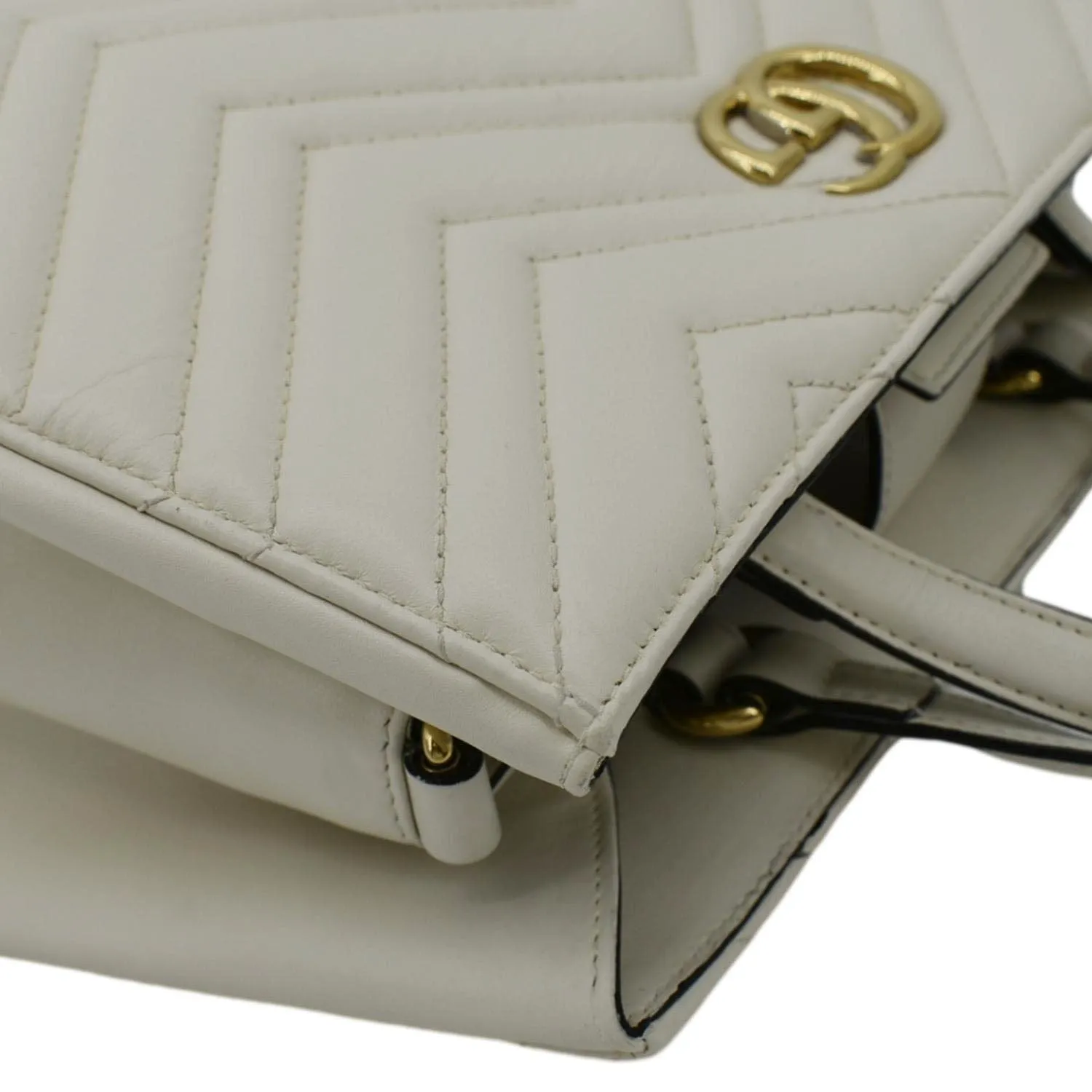 GUCCI GG Marmont Calfskin Matelasse Leather Shoulder Bag Off White 448054
