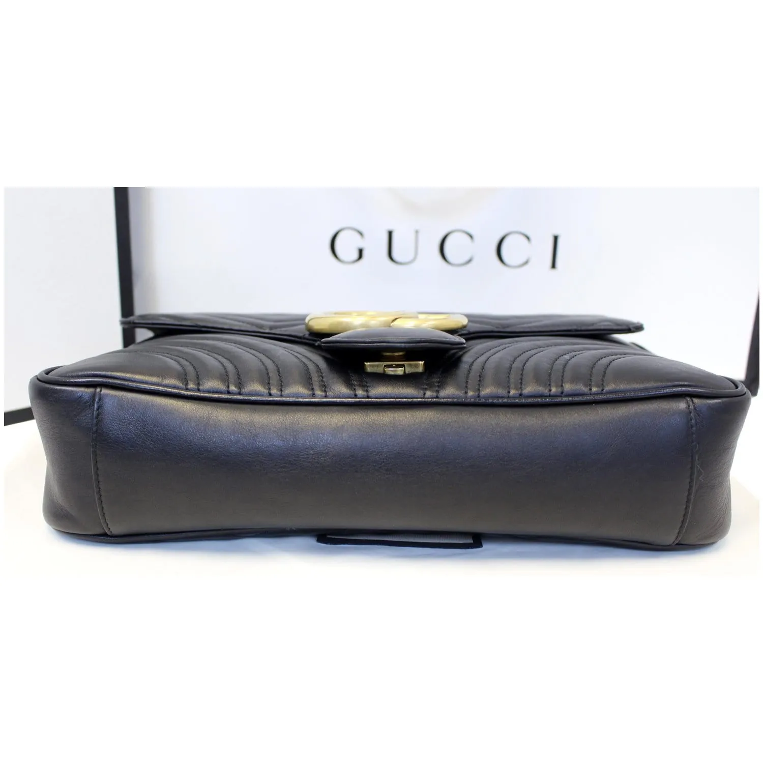 GUCCI GG Marmont Matelasse Leather Shoulder Bag Black 443496
