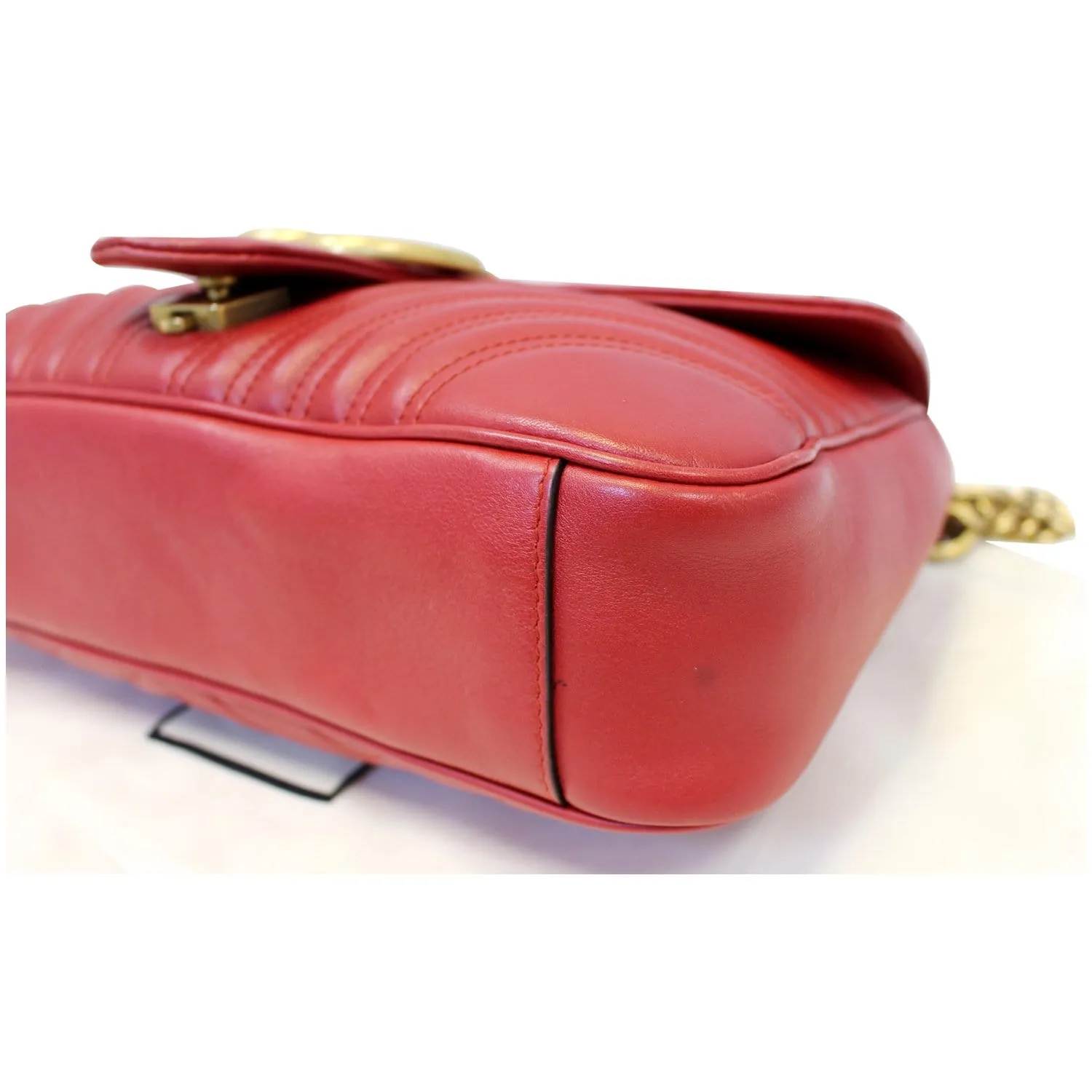 GUCCI GG Marmont Matelasse Leather Shoulder Bag Red 443496