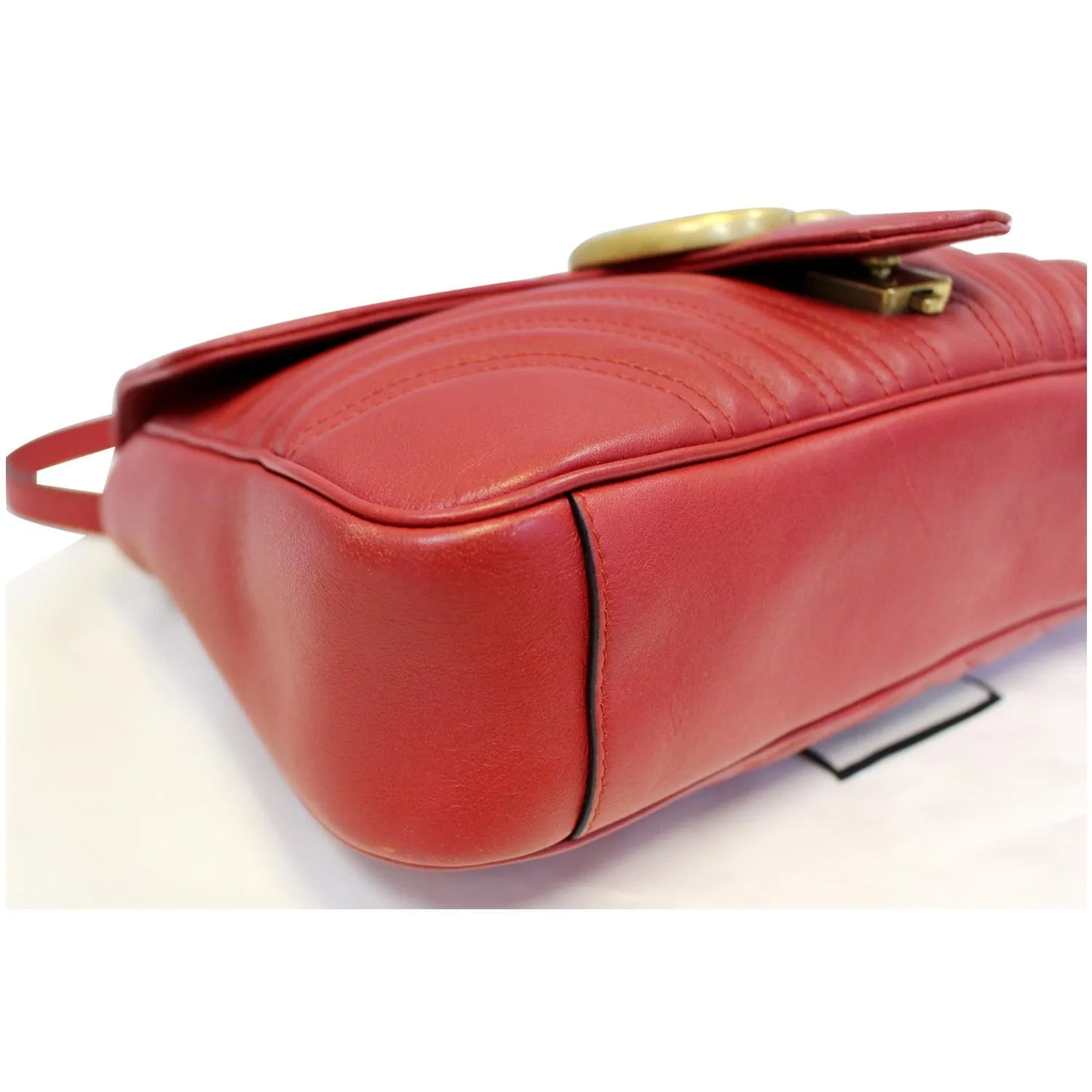 GUCCI GG Marmont Matelasse Leather Shoulder Bag Red 443496