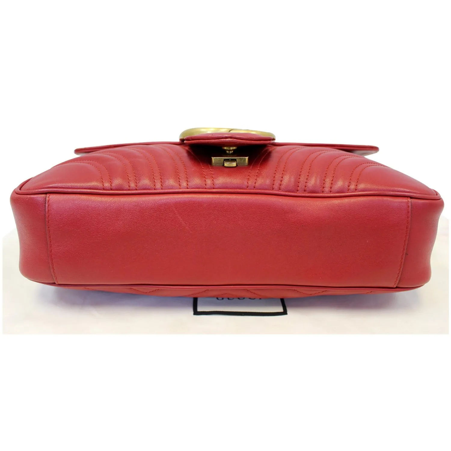 GUCCI GG Marmont Matelasse Leather Shoulder Bag Red 443496