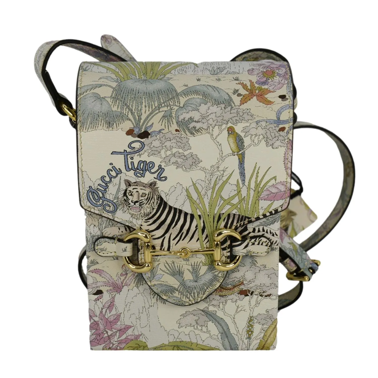GUCCI Horsebit 1955 Mini Tiger & Flower Leather Shoulder Bag Multicolor 625615