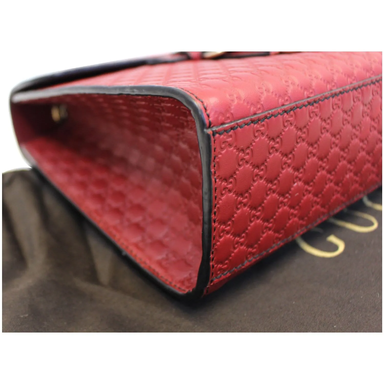 GUCCI Micro Emily GG Guccissima Leather Shoulder Bag 449635 Red