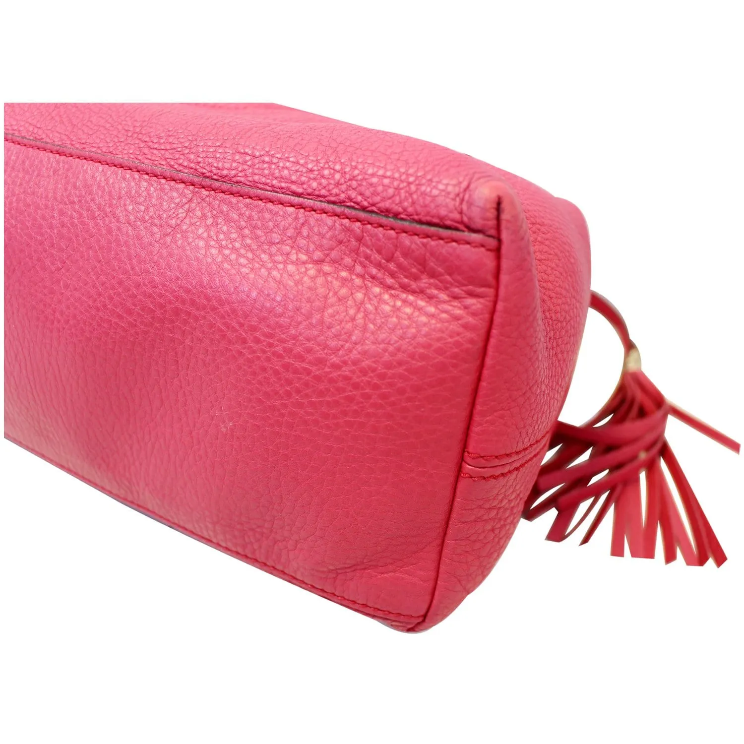 GUCCI Soho Pebbled Leather Chain Shoulder Bag Pink