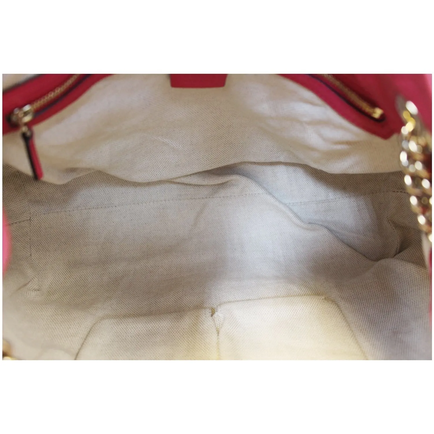 GUCCI Soho Pebbled Leather Chain Shoulder Bag Pink