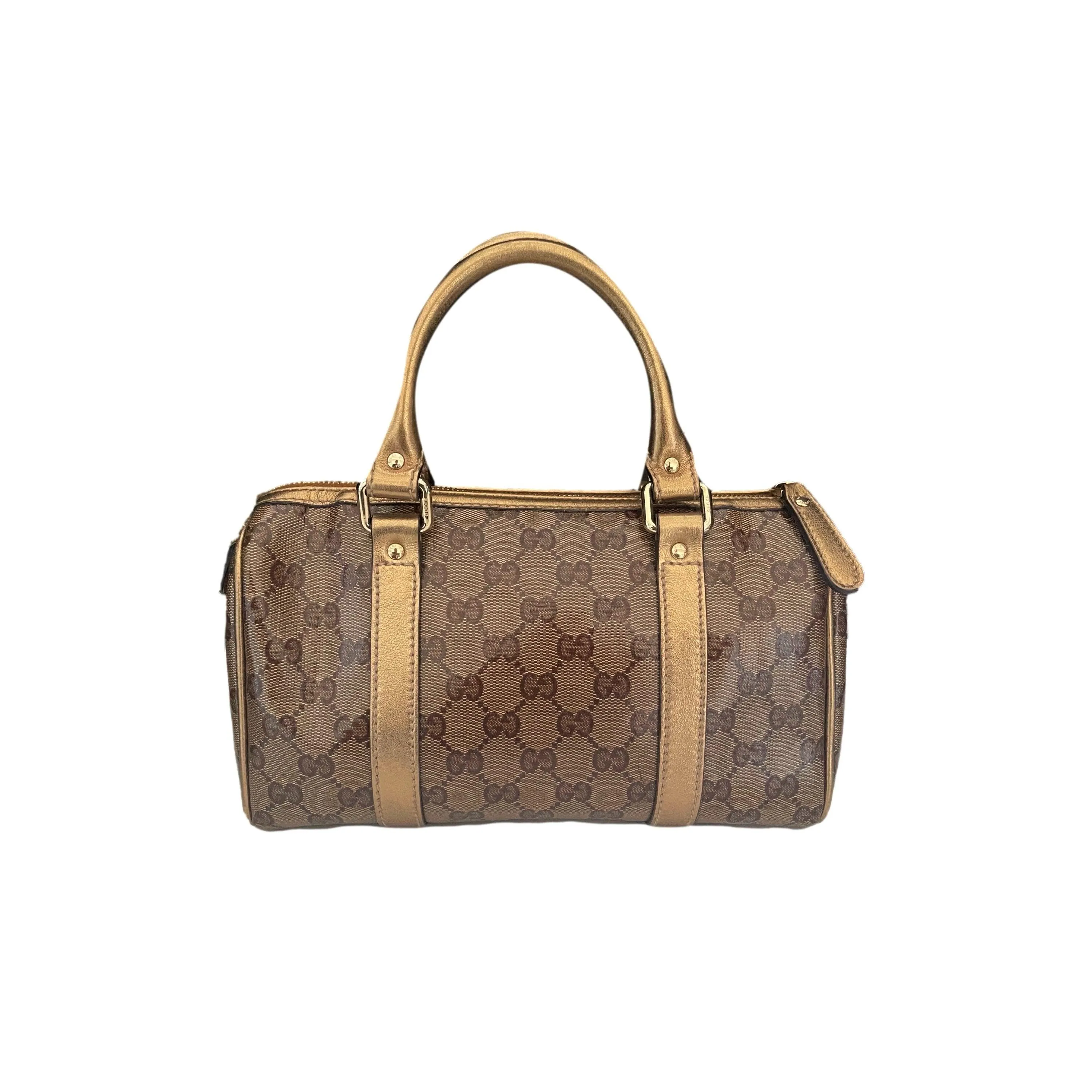 Gucci Tan Monogram Coated Canvas Boston Bag