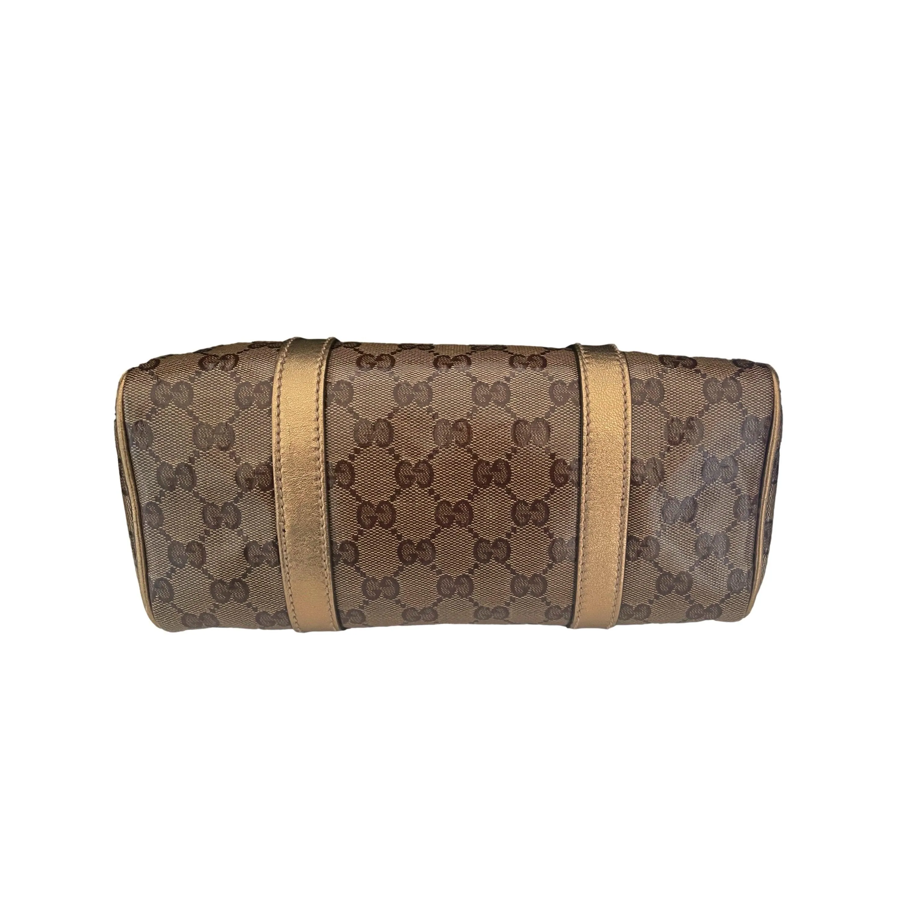 Gucci Tan Monogram Coated Canvas Boston Bag