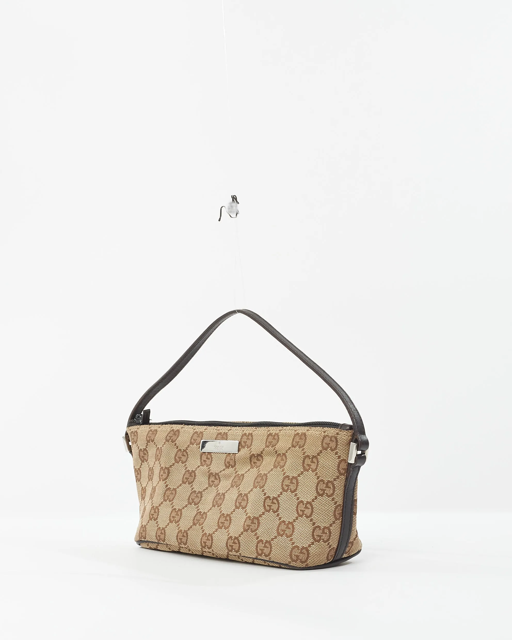 Gucci Vintage Brown Monogram GG Canvas Boat Pochette