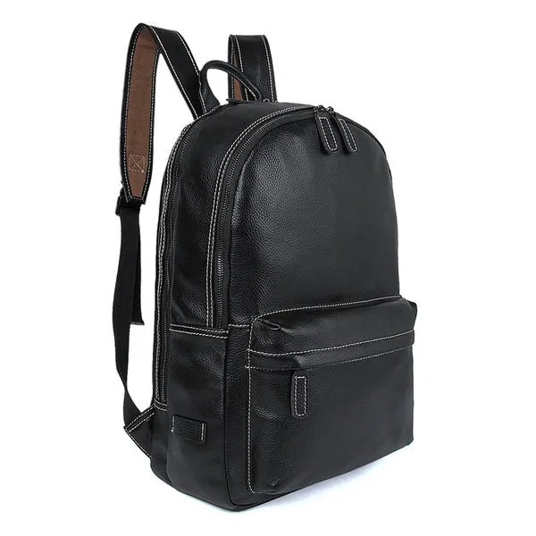 Handmade Full Grain Leather Backpacks Men's Black Leather Backpack Shoulder Bag