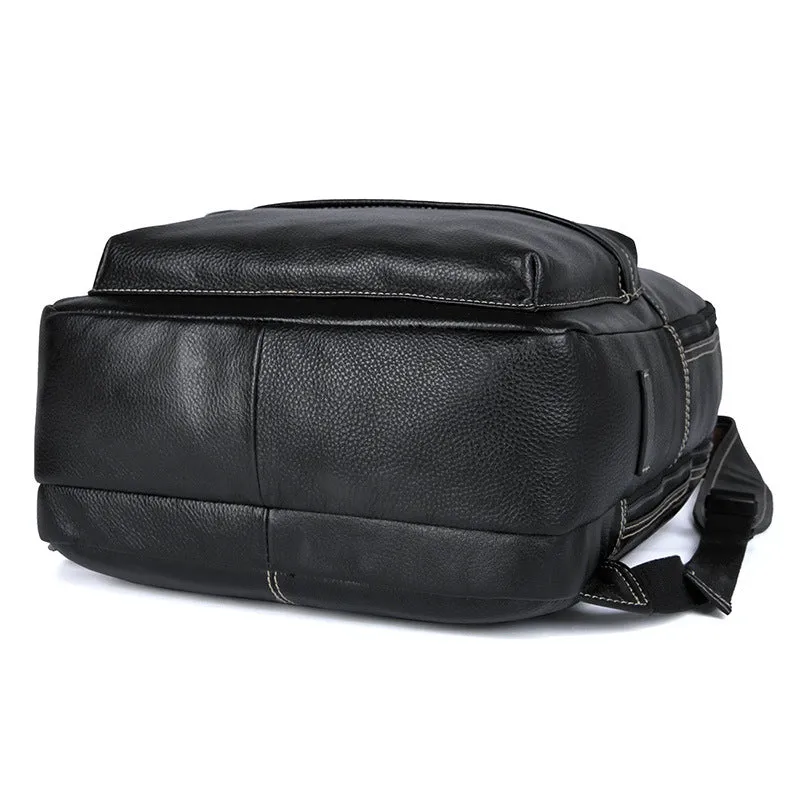 Handmade Full Grain Leather Backpacks Men's Black Leather Backpack Shoulder Bag