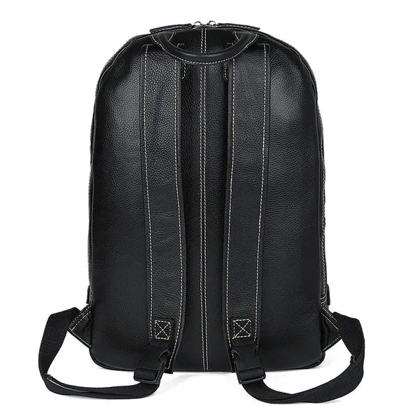 Handmade Full Grain Leather Backpacks Men's Black Leather Backpack Shoulder Bag