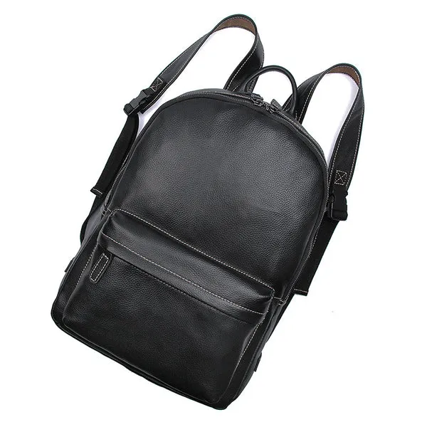 Handmade Full Grain Leather Backpacks Men's Black Leather Backpack Shoulder Bag