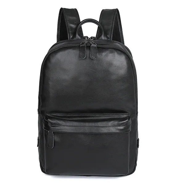 Handmade Full Grain Leather Backpacks Men's Black Leather Backpack Shoulder Bag