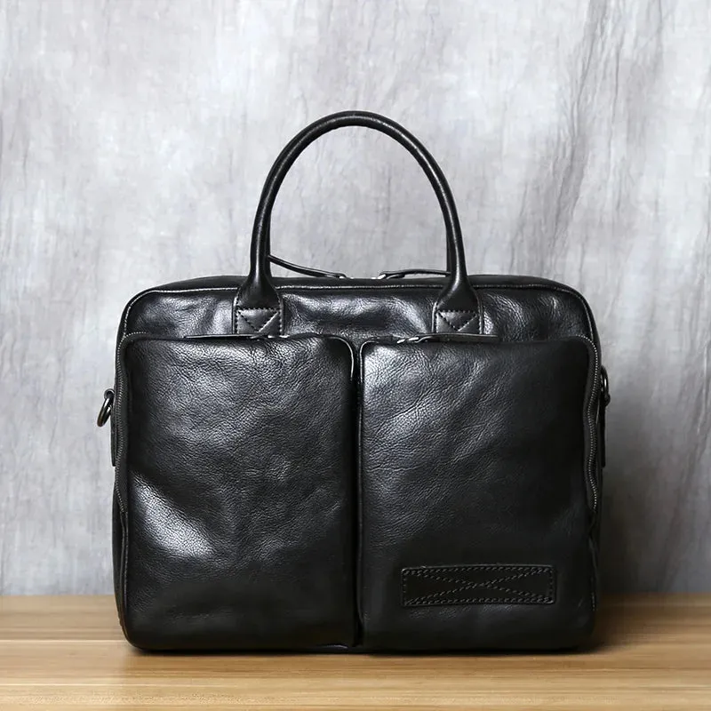 Handmade Retro Unique Leather Men's Briefcase Business Laptop Bag for Trendy Men