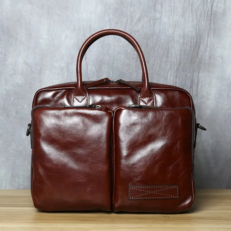 Handmade Retro Unique Leather Men's Briefcase Business Laptop Bag for Trendy Men