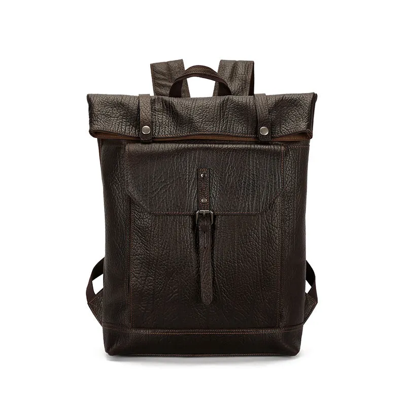 Handmade Vintage Full-Grain Leather Travel Laptop Backpack