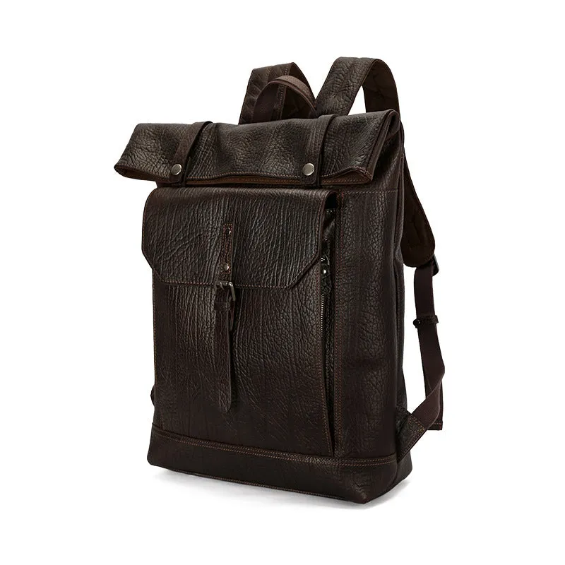 Handmade Vintage Full-Grain Leather Travel Laptop Backpack