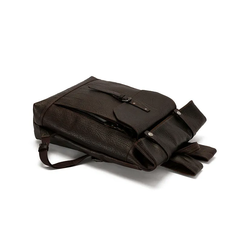 Handmade Vintage Full-Grain Leather Travel Laptop Backpack