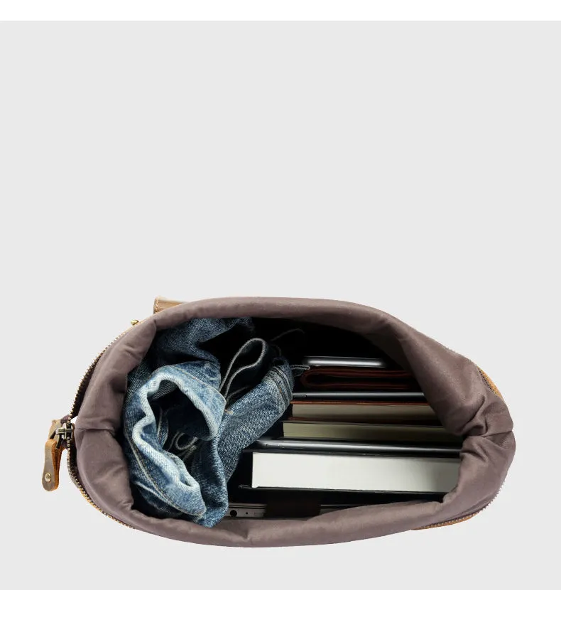 Handmade Vintage Roll-Top Leather Laptop Backpack