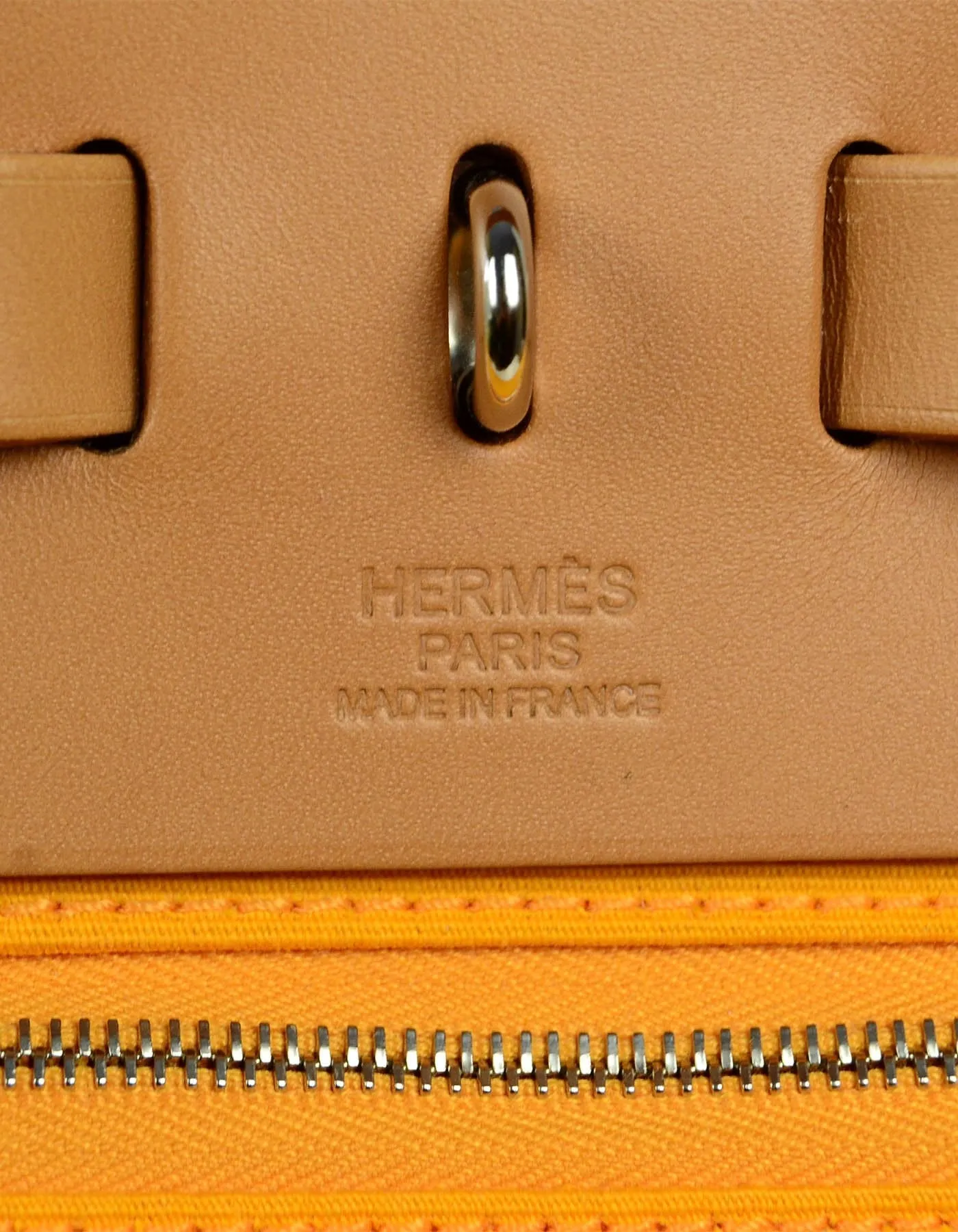 Hermes Jeune D'Or Yellow Leather & Canvas Toile Herbag Zip 39 Bag