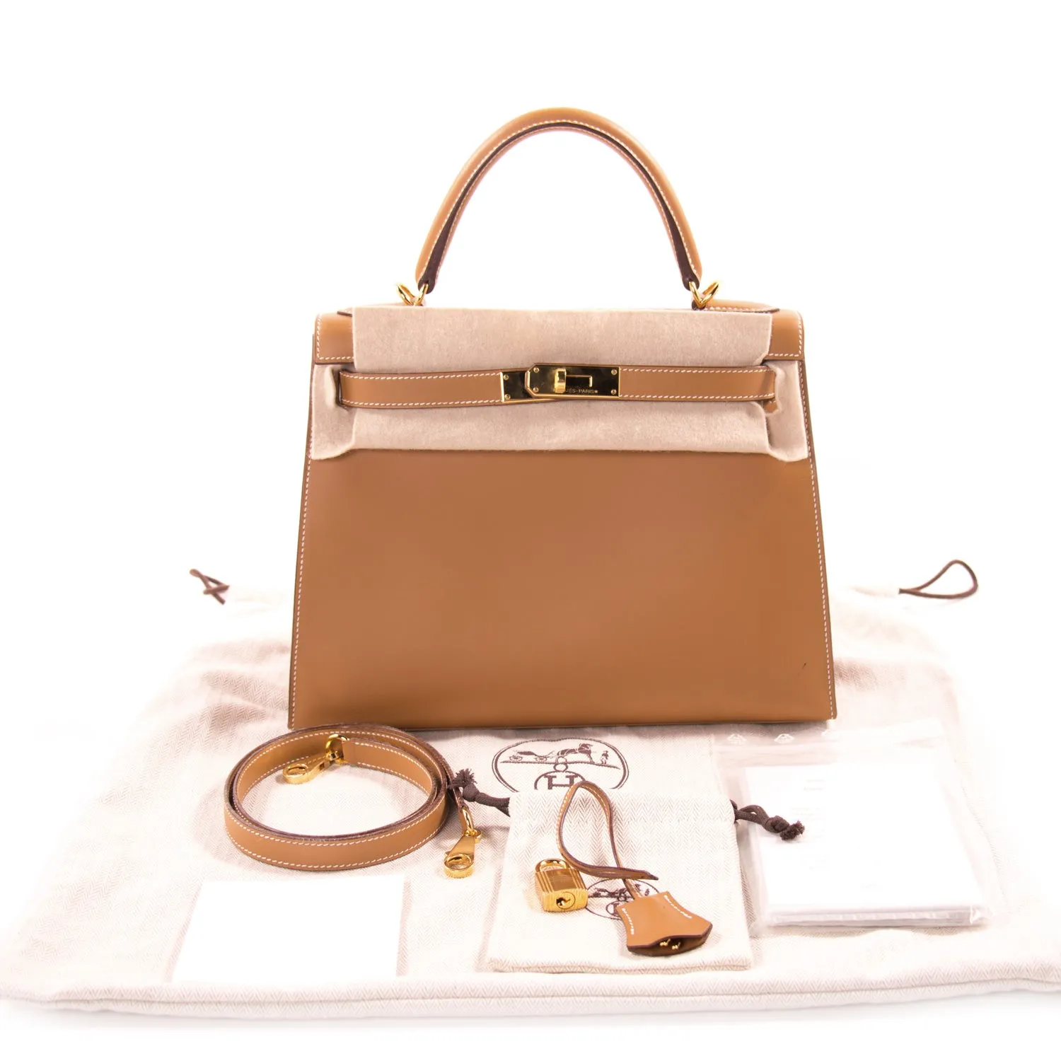 Hermès Kelly 28 Sellier Gold Chamonix Calf