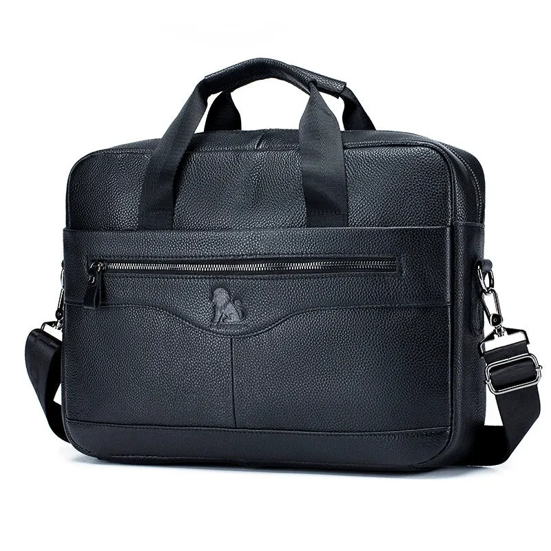 High Grade Men's Briefcase Bag Top Cowhide Leather Handcrafted 14 inch Laptop bag with Multiple Compartments Business Shoulder Messenger bags