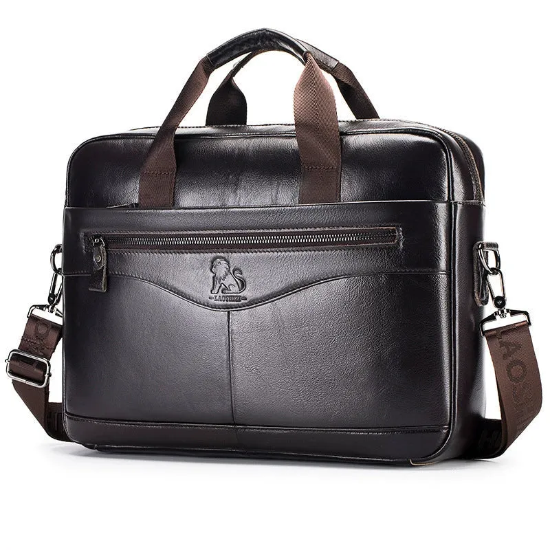 High Grade Men's Briefcase Bag Top Cowhide Leather Handcrafted 14 inch Laptop bag with Multiple Compartments Business Shoulder Messenger bags
