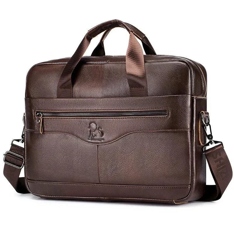 High Grade Men's Briefcase Bag Top Cowhide Leather Handcrafted 14 inch Laptop bag with Multiple Compartments Business Shoulder Messenger bags