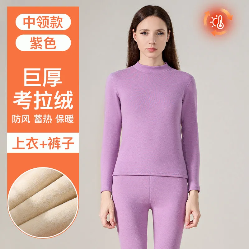 INSTOCK-Velvet thick double warm round neck thermal