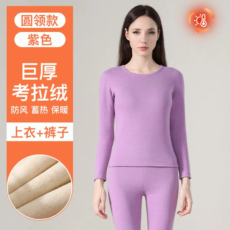 INSTOCK-Velvet thick double warm round neck thermal