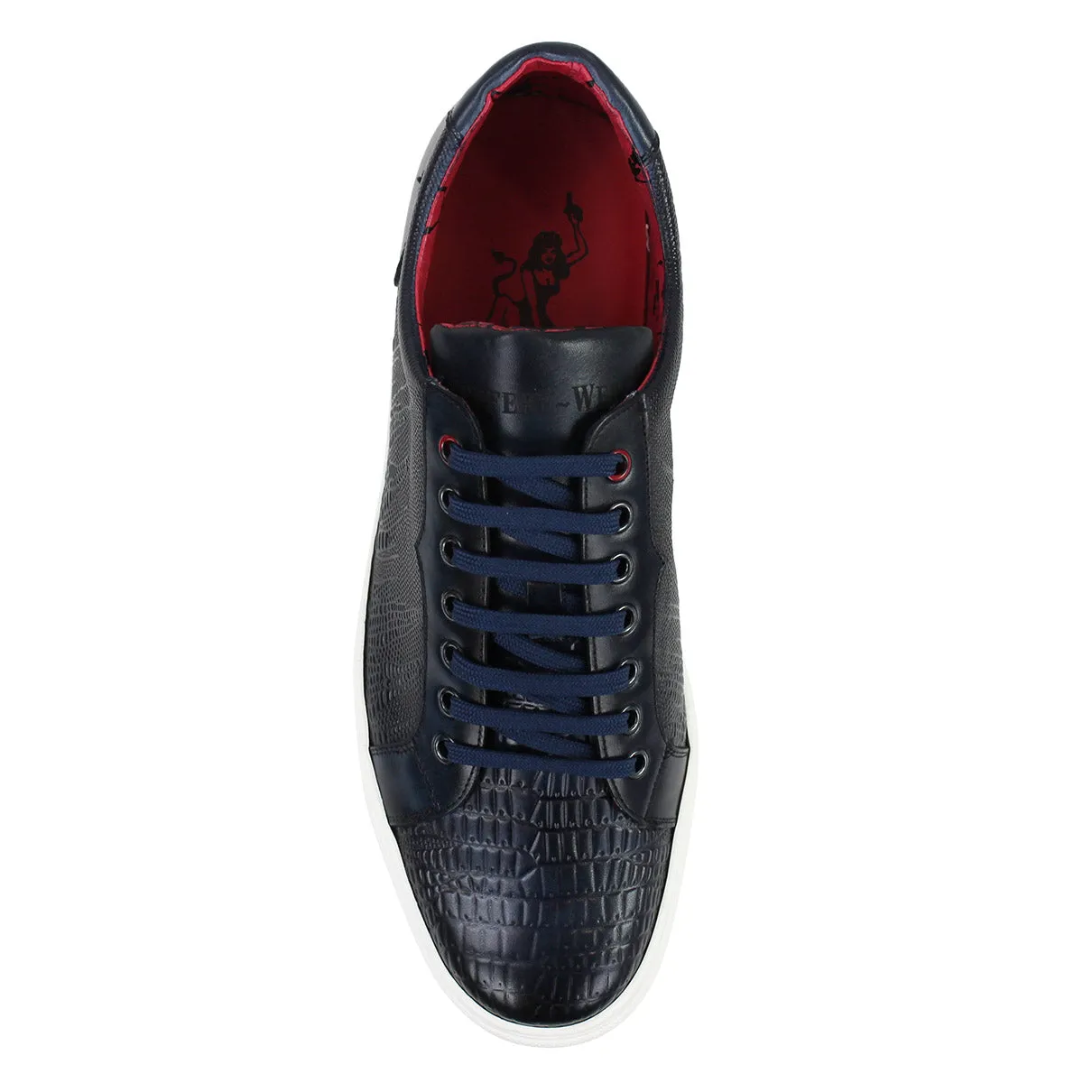 Jeffery West - Apolo Grain Leather Trainers in Navy