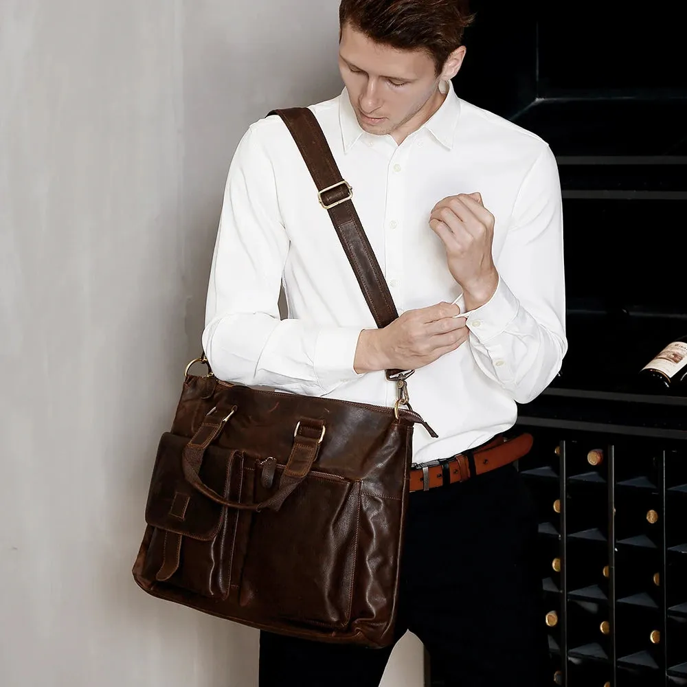 JOYIR Men's Briefcases Genuine Leather Office 17" Laptop Shoulder Bag Messenger Bag for Men Tote Male Handbags Portafolio