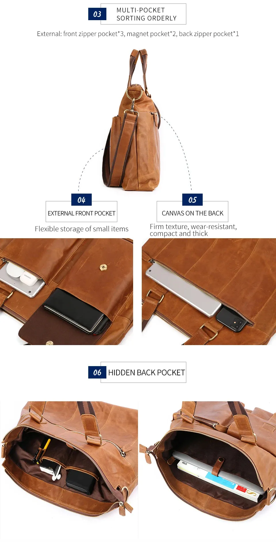 JOYIR Men's Briefcases Genuine Leather Office 17" Laptop Shoulder Bag Messenger Bag for Men Tote Male Handbags Portafolio