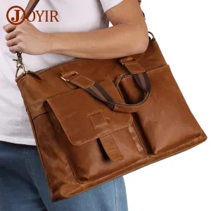 JOYIR Men's Briefcases Genuine Leather Office 17" Laptop Shoulder Bag Messenger Bag for Men Tote Male Handbags Portafolio