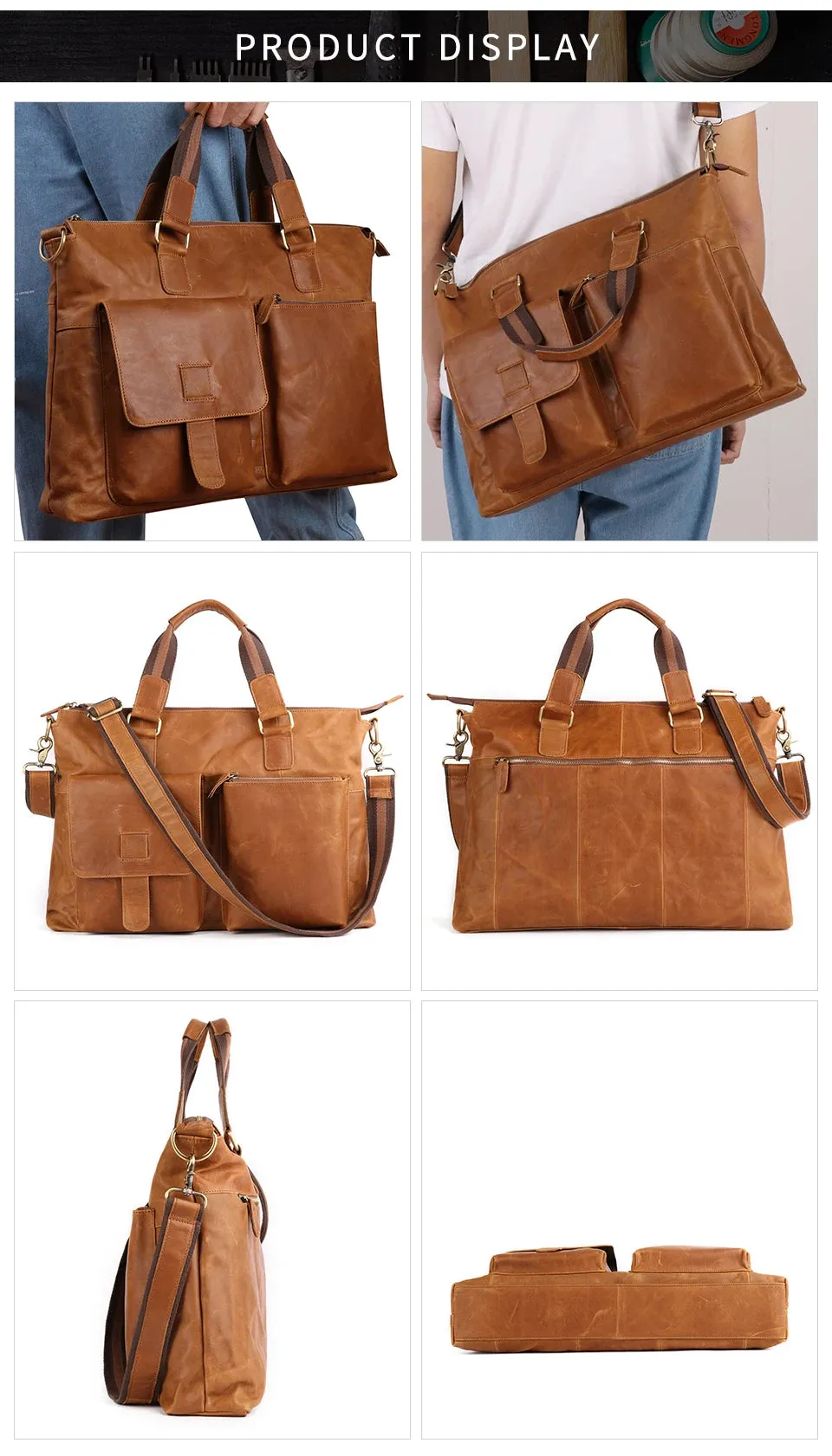JOYIR Men's Briefcases Genuine Leather Office 17" Laptop Shoulder Bag Messenger Bag for Men Tote Male Handbags Portafolio