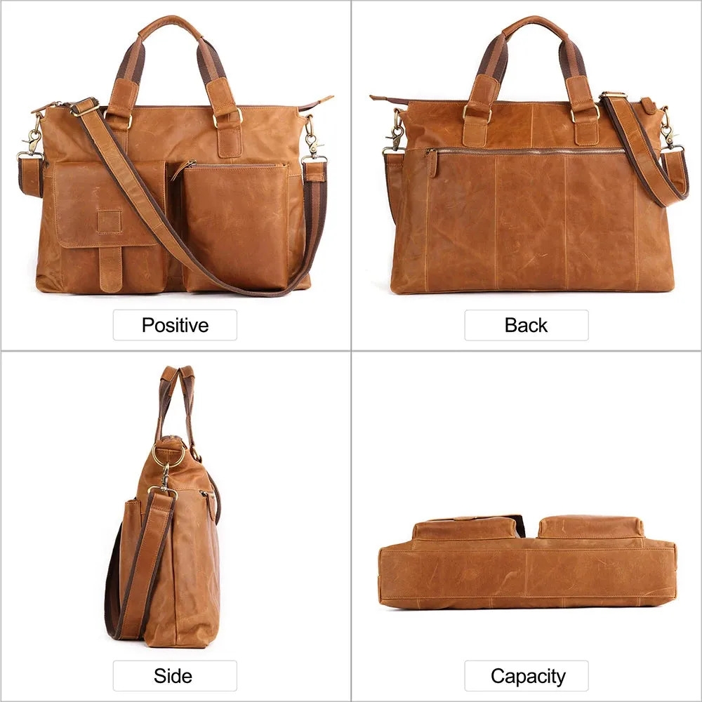 JOYIR Men's Briefcases Genuine Leather Office 17" Laptop Shoulder Bag Messenger Bag for Men Tote Male Handbags Portafolio